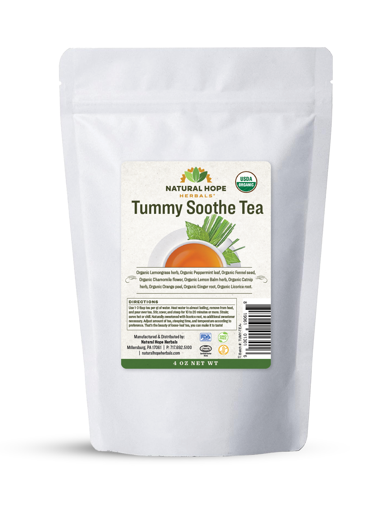 Bag of tummy soothe tea made by Natural Hope herbals